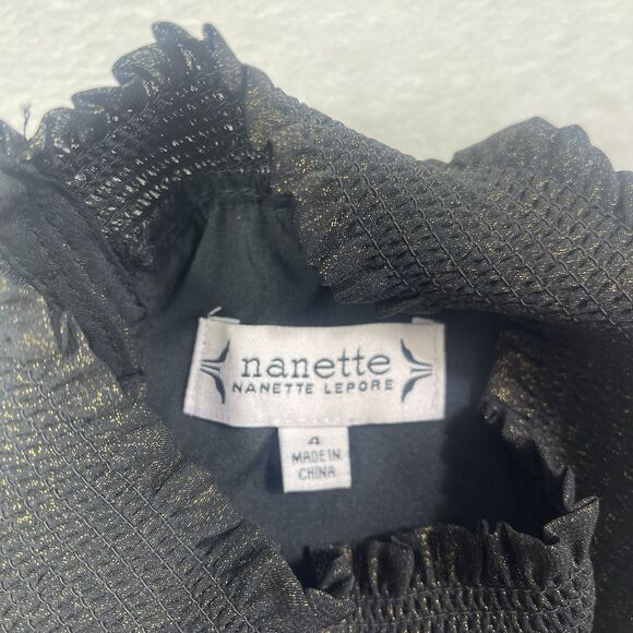 Nanette Nanette Lepore Accordion Pleated Midi Dress Size 4 Black Gold Cocktail - Picture 10 of 16